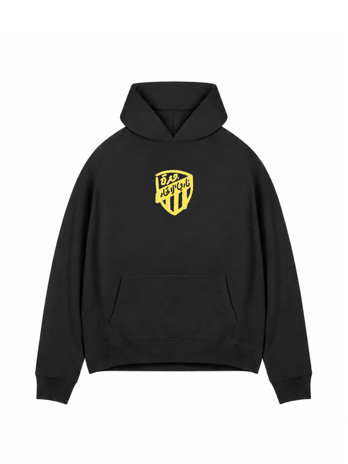 Black Shield Logo Print Hoodie