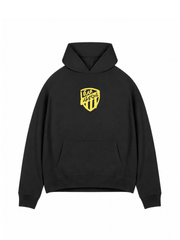Black Shield Logo Print Hoodie